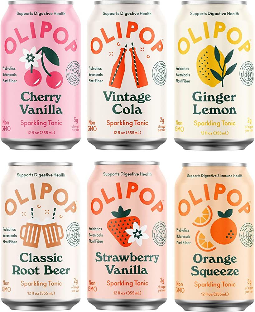 OLIPOP - 6-Flavor Soda Variety Pack, Healthy Soda Sampler, Prebiotic Soft Drinks, Supports Digest... | Amazon (US)