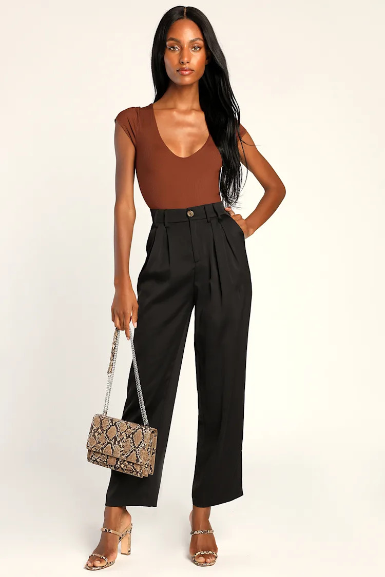Sophisticated Take Black High-Waisted Trouser Pants | Lulus (US)