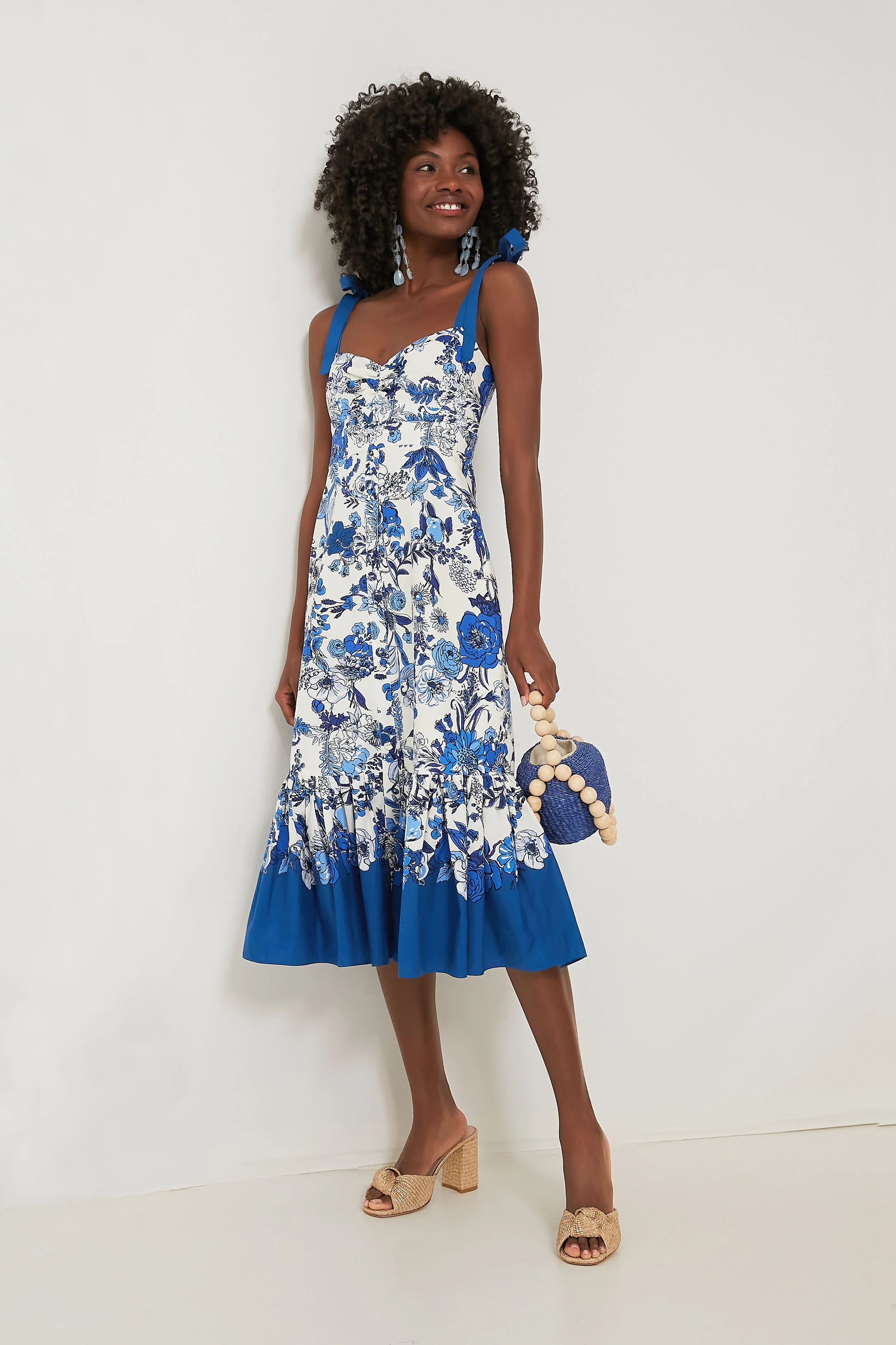 Flower Grid Blue Belvedere Dress | Tuckernuck (US)