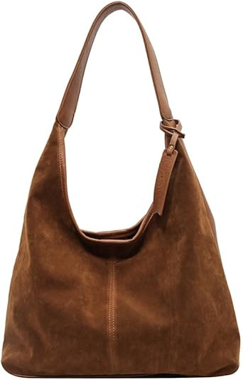 Leather Hobo Bags for Women Brown Purses Suede Purse Slouchy Tote Bag Suede Tote Bag Fall Purses ... | Amazon (US)