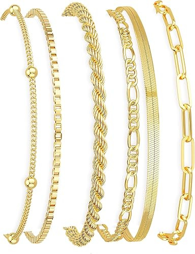 DEARMAY Gold Bracelets for Women Waterproof, 14K Gold Plated Stackable Jewelry Sets Non Tarnish T... | Amazon (US)