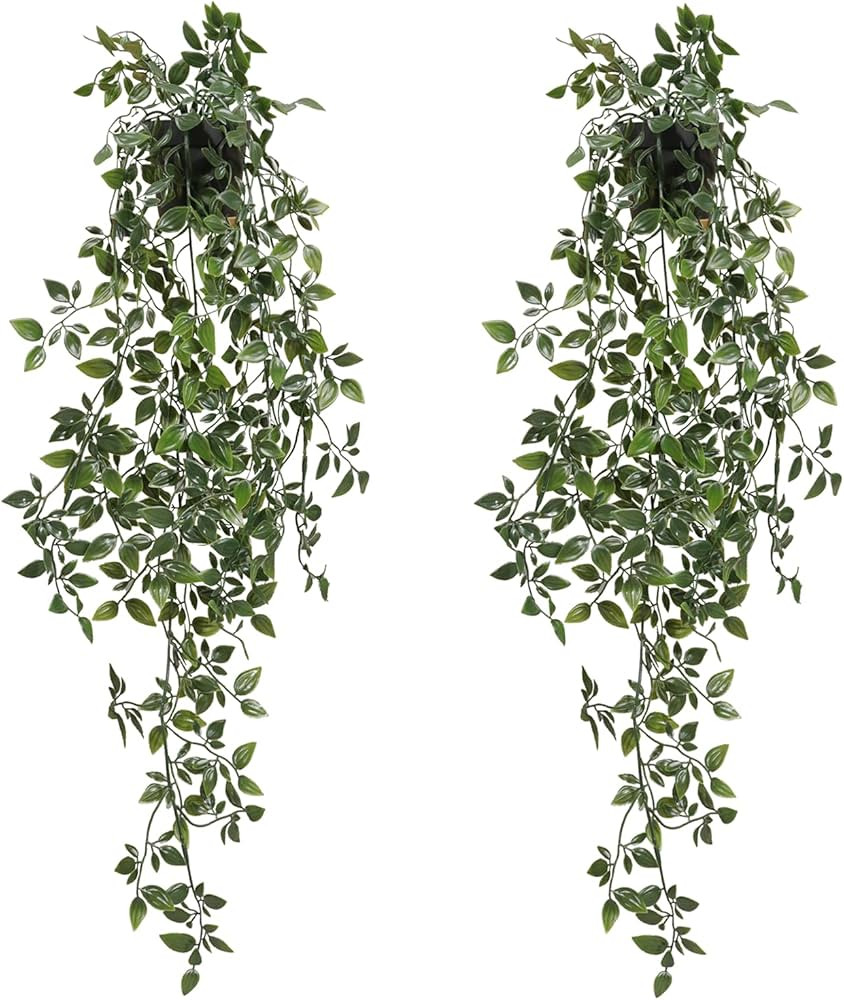 Mizii Artificial Hanging Plants,2 Pack 3ft Ivy Vine Fake Leaves Green Chain for Indoor Outdoor Wall Shelf Home Room Balcony Garden Wedding Decor | Amazon (US)