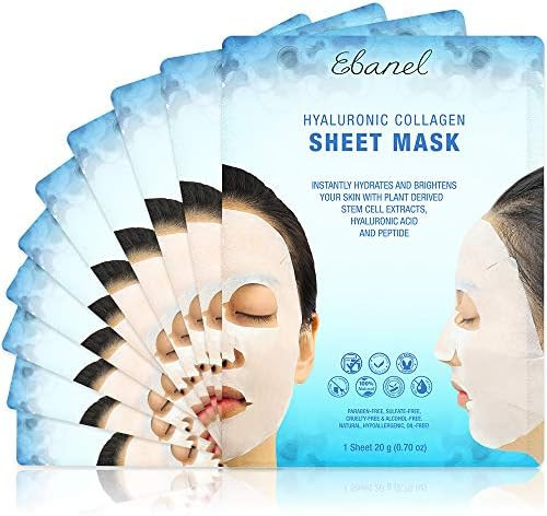Ebanel 10 Pack Collagen Face Mask, Instant Brightening & Hydrating Face Sheet Mask with Aloe Vera... | Amazon (US)