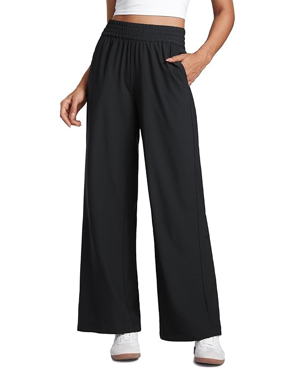 CRZ YOGA Lightweight Drapey Wide Leg Pants for Women 30" Flowy High Waisted Casual Lounge Travel ... | Amazon (US)