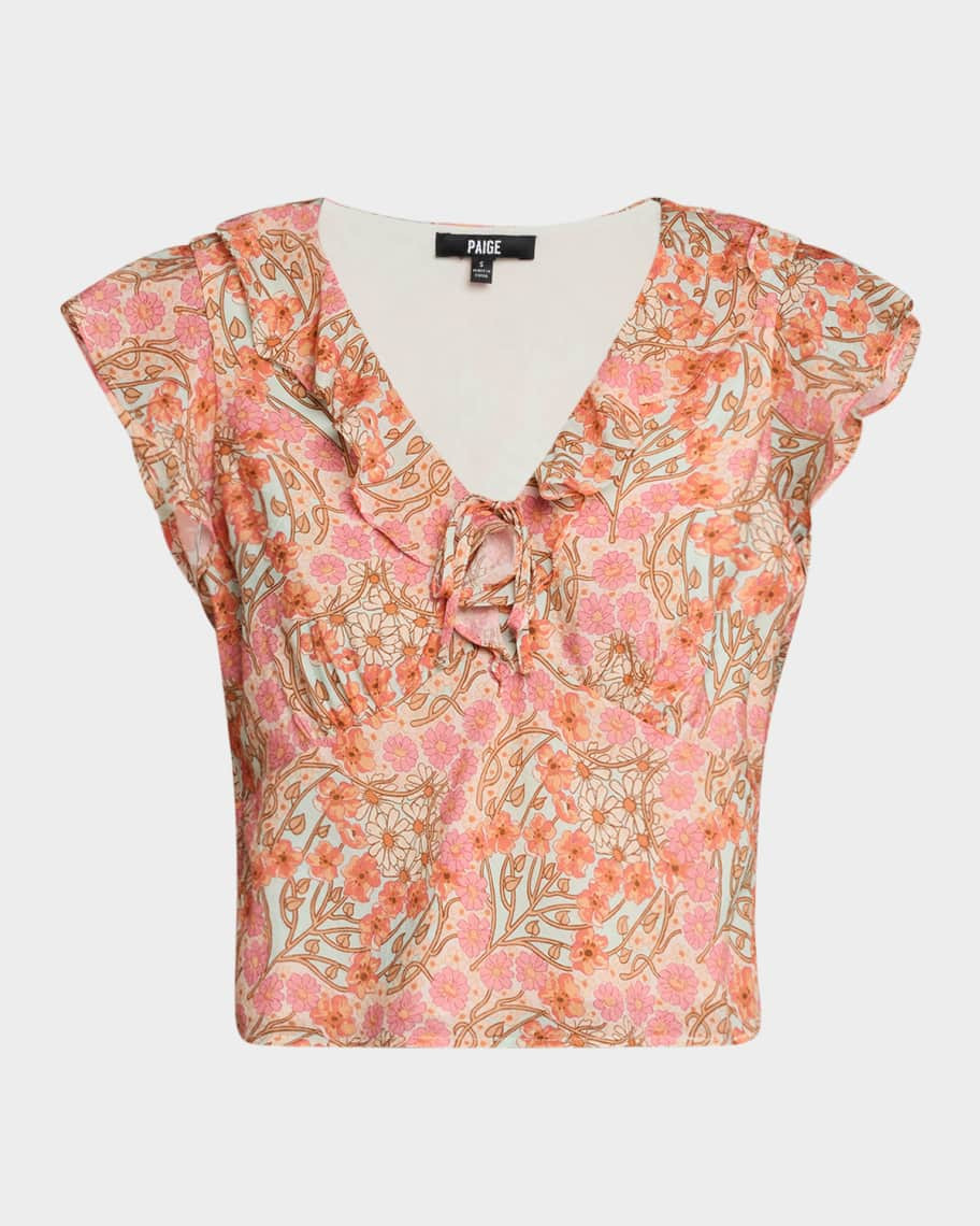 Farrow Ruffle V-Neck Top | Neiman Marcus