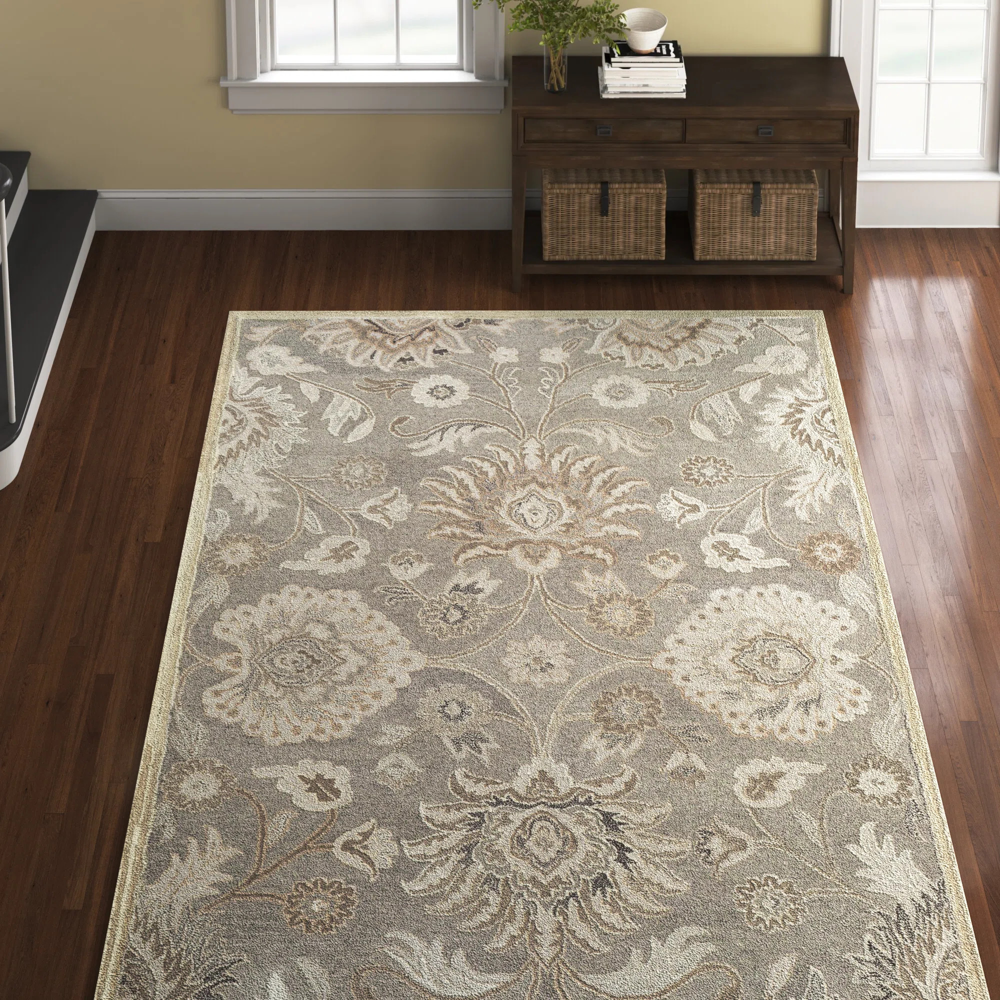 Applegate Floral Hand-Tufted Wool Taupe/Camel/Gray Area Rug | Wayfair North America
