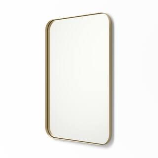 20 in. x 30 in. Metal Framed Rounded Rectangle Bathroom Vanity Mirror in Gold | The Home Depot