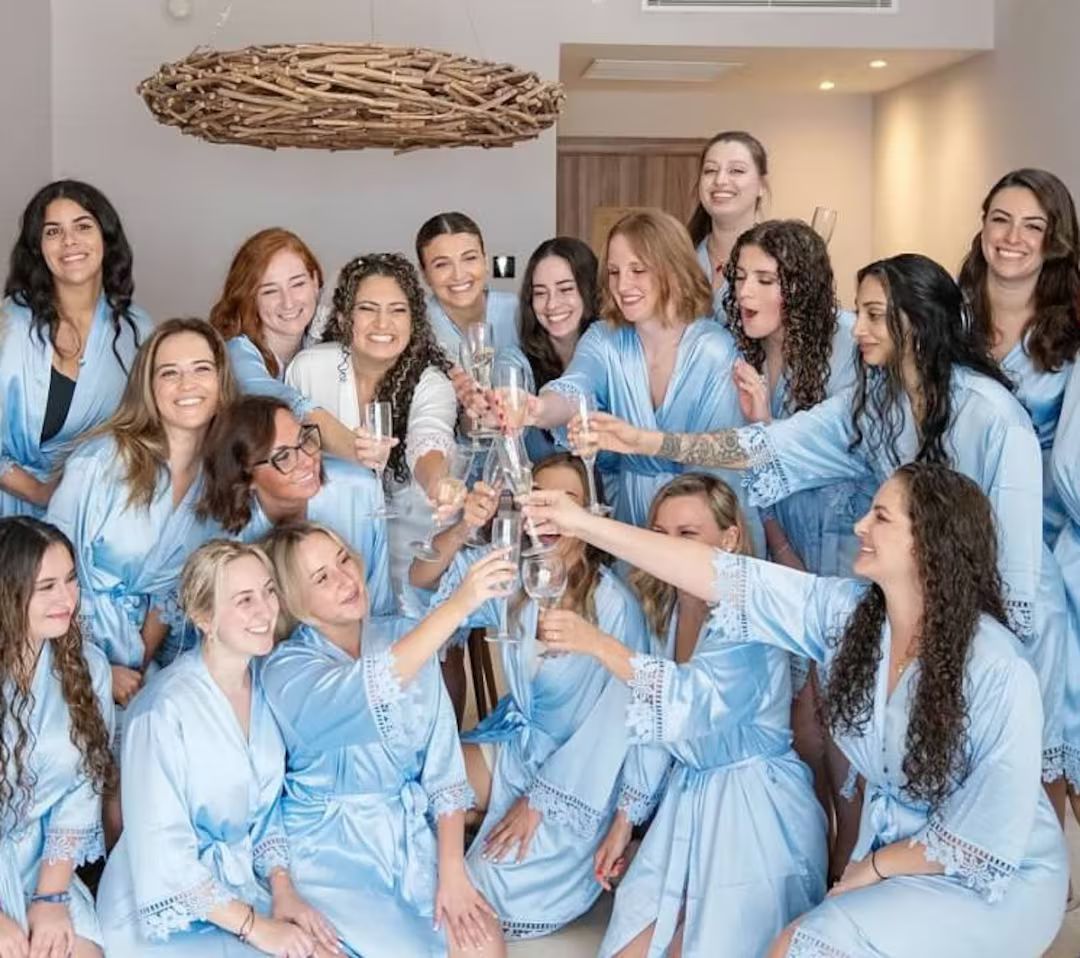 Robes for Bridesmaids With Personalization, Bridesmaid Gifts, Lace Robe in Sky Blue, Bride Robe, ... | Etsy (US)