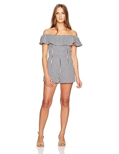 Sugarlips Women's Au Revoir Stripe Off The Shoulder Romper | Amazon (US)