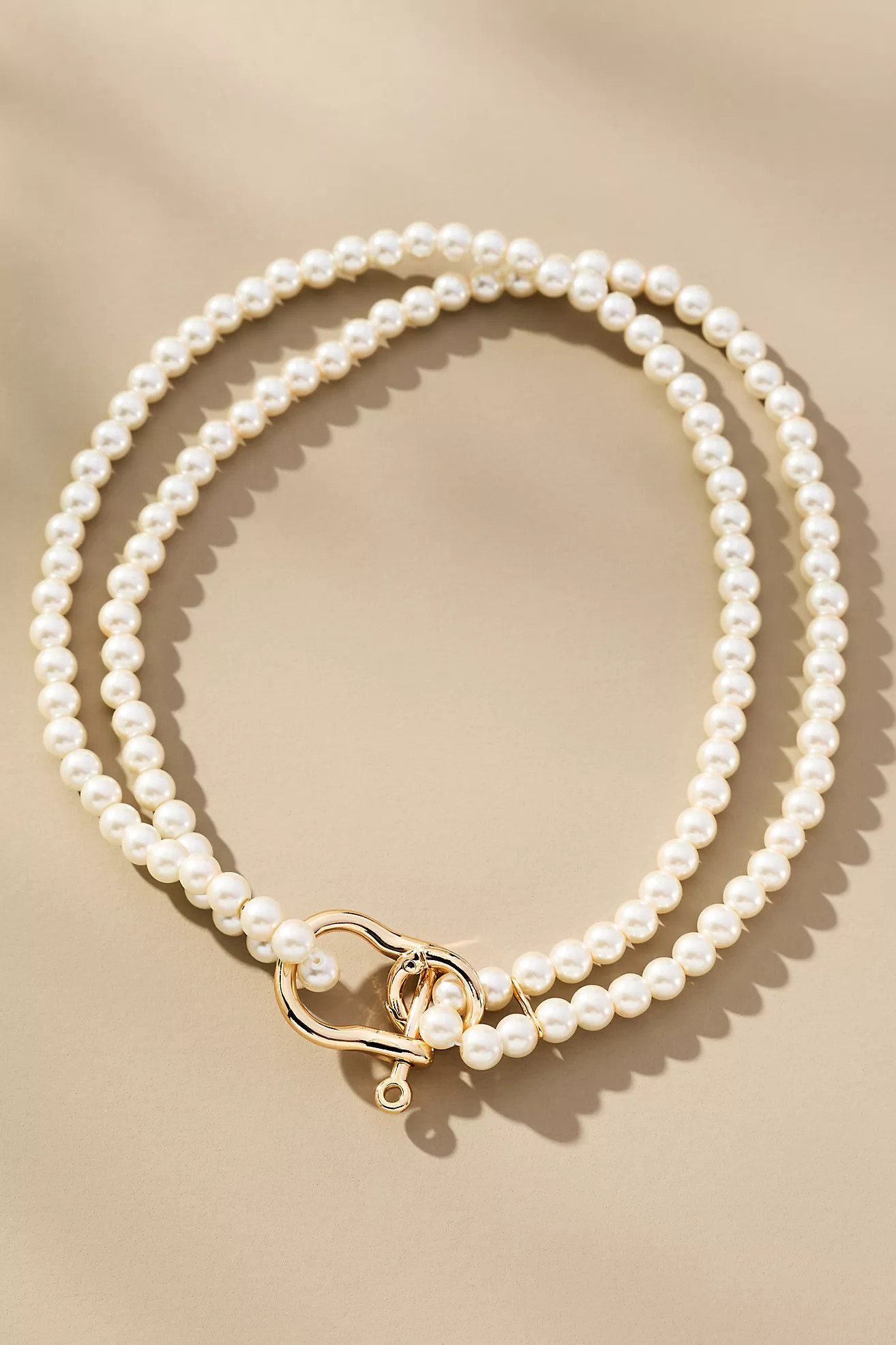 Chunky Link Lock Pearl Necklace | Anthropologie (US)