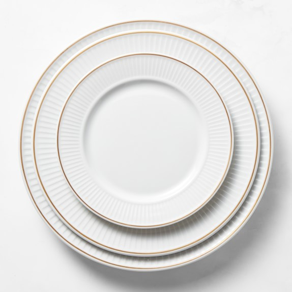 Pillivuyt Plisse Gold Porcelain Dinner Plates, Set of 4 | Williams-Sonoma