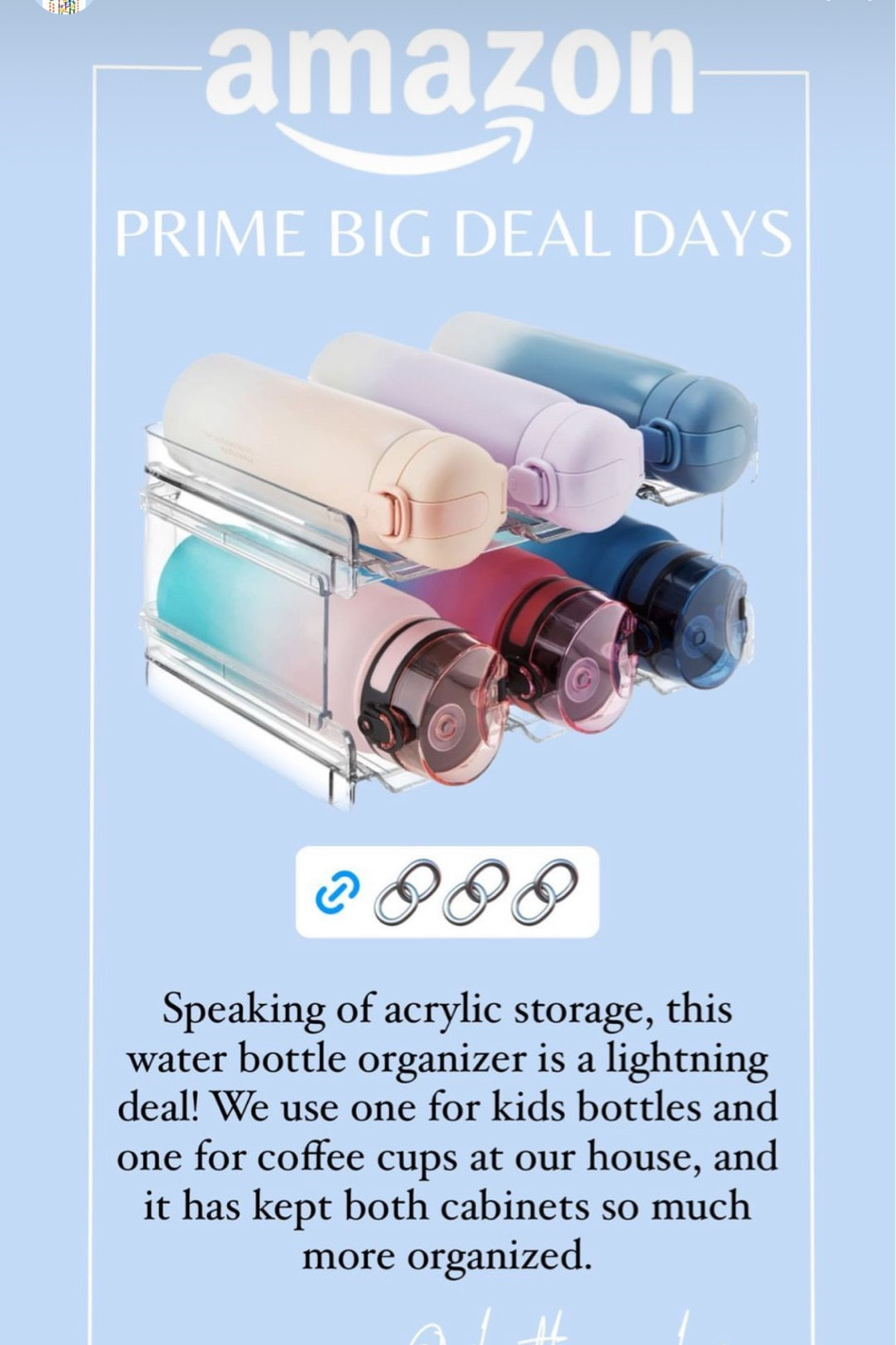 Water bottle storage solution 