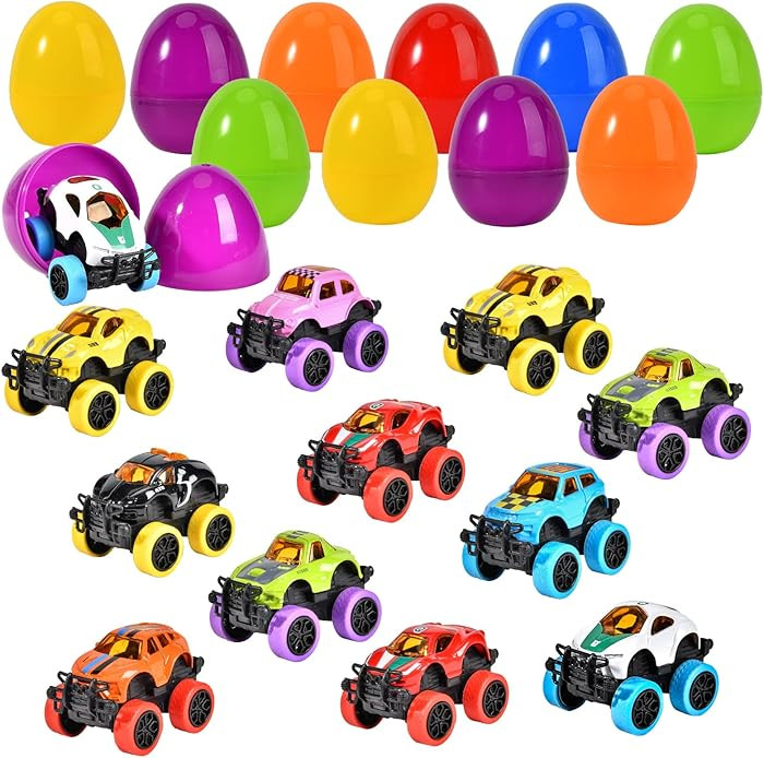 Shemira Easter Eggs Filled with Pull Back Monster Car Trucks for Easter Basket Stuffers, Easter E... | Amazon (US)