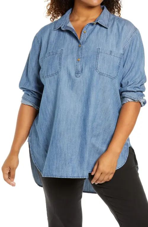 caslon(r) Chambray Popover Tunic at Nordstrom, Size 1X | Nordstrom
