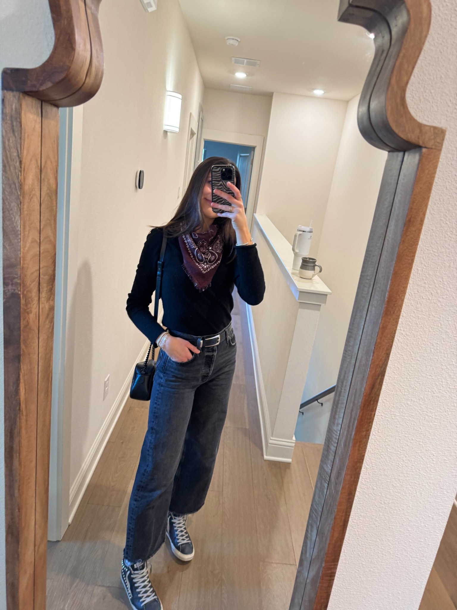 ootd 🖤 @Favorite Daughter  black belt
bandana neck scarf is from kujten !!!

@Shopbop 

#LTKootd #LTKWorkwear #LTKSeasonal