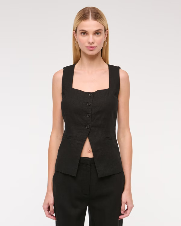 Women's Tie-Back Denim Vest | Women's Tops | Abercrombie.com | Abercrombie & Fitch (US)