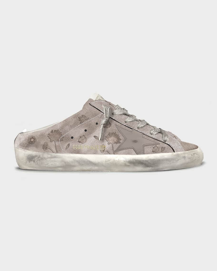 Golden Goose Super-Star Sabot Embroidered Suede Slide Sneakers | Neiman Marcus