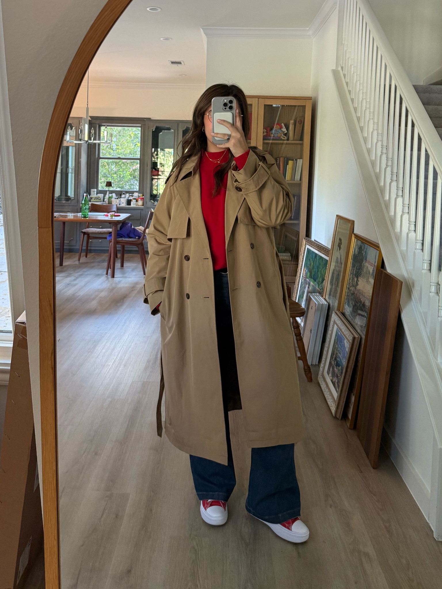 Size large in the trench, large in the sweater, large petite in the jeans!

#LTKCyberWeek #LTKSeasonal #LTKMidsize