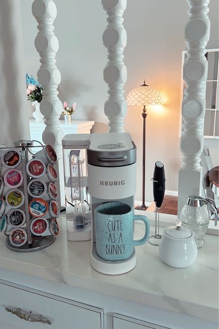 Home coffee bar views - Keurig coffee maker - k cup carousel - handheld milk frother - Tiffany lamp - sugar bowl - Amazon home - Amazon home finds - Amazon home decor 

#LTKhome #LTKunder50 #LTKunder100