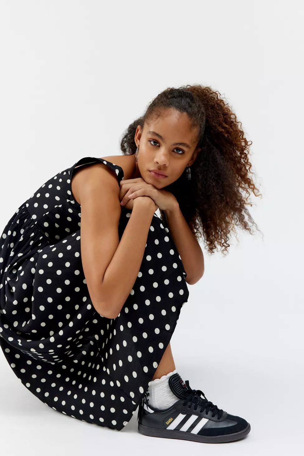 UO Lydia Polka Dot Midi Dress | Urban Outfitters (US and RoW)