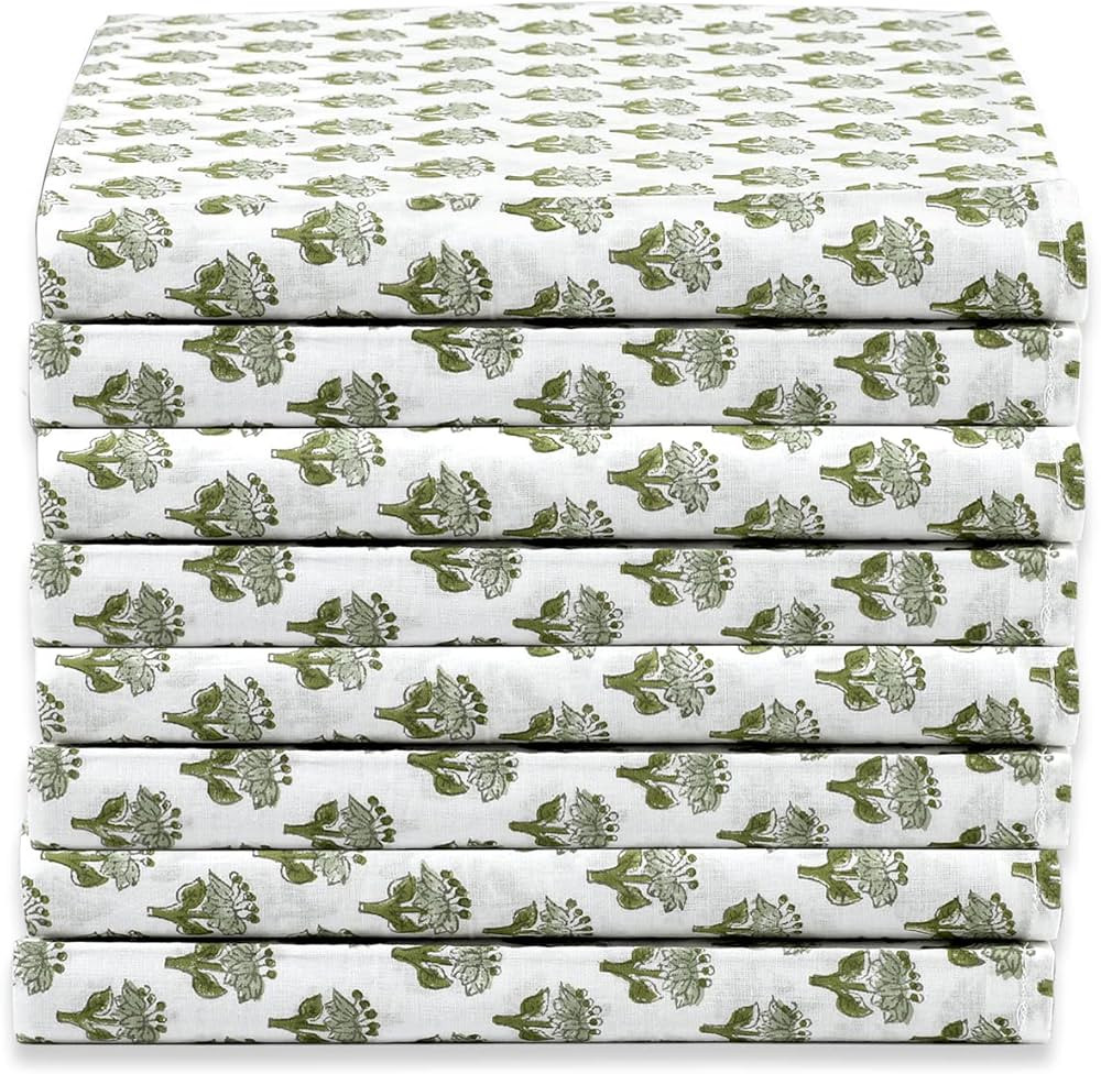 100% Cotton Cloth Napkins - Set of 8 Emerald Green Napkins - 18x18 Inch - Washable Reusable Linen... | Amazon (US)