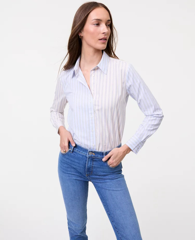 Weekend Striped Relaxed Perfect Shirt | Ann Taylor