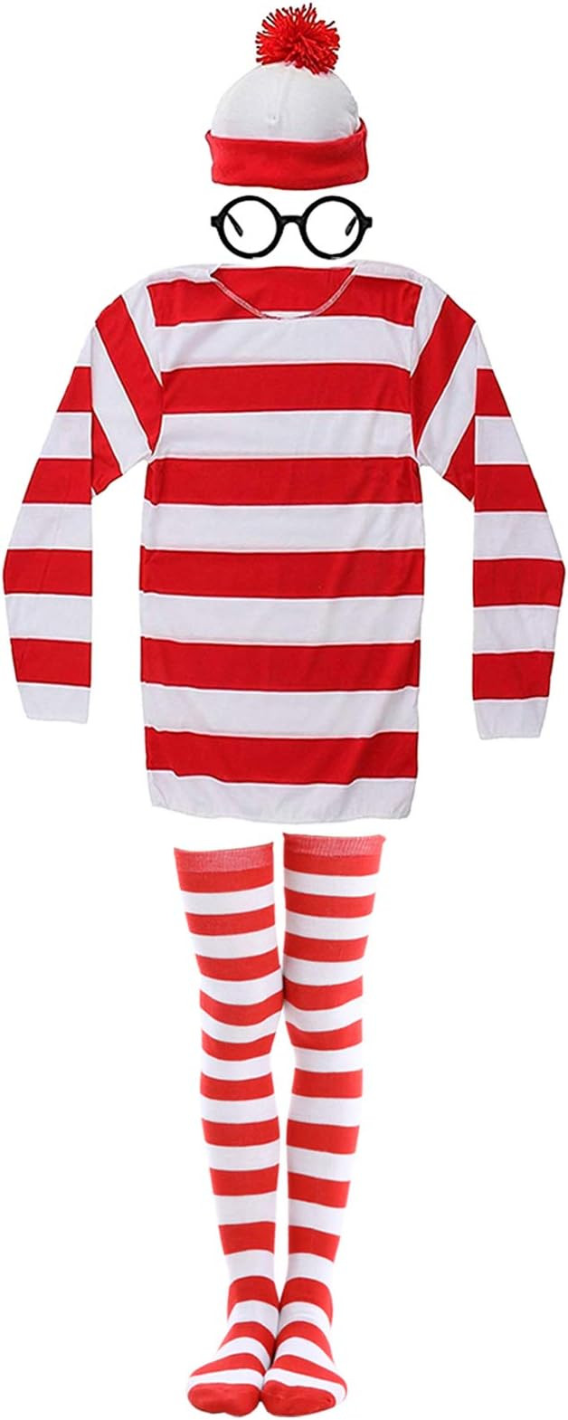 GIZMAC Adult Costume Red and White Striped T-Shirt Halloween Cosplay Costume | Amazon (US)