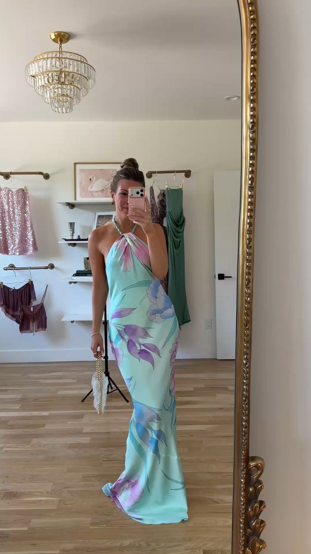 aqua satin halter maxi with a watercolor print floral pattern in purple, pink, and blue summer wedding guest dress for every girl 💍🩵

I’m 5’4” & wearing my usual smalls/2

electric picks: emerson20

summer wedding guest dresses, wedding guest dresses, cocktail dresses, semi-formal dresses, black tie wedding guest dresses, destination wedding guest dresses, garden party dresses, wedding guest outfit ideas

#LTKSeasonal #LTKgrwm #LTKWedding