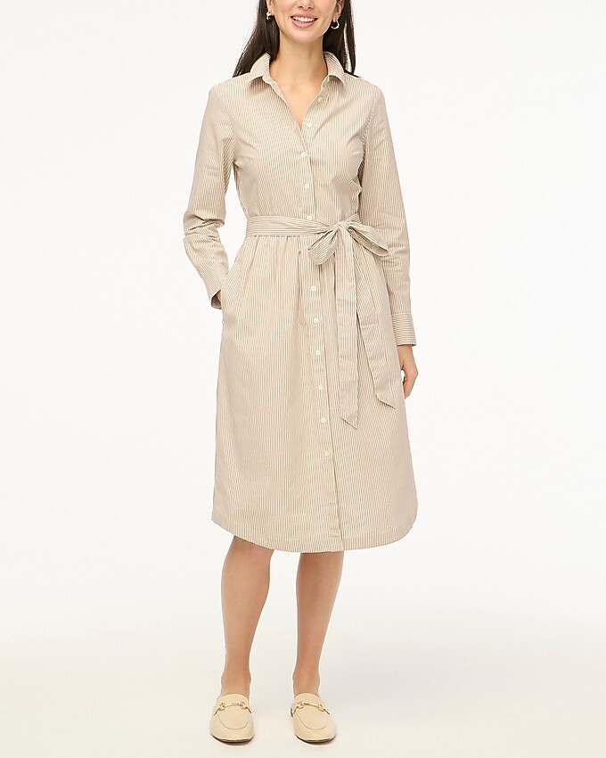 Long-sleeve striped poplin shirtdress | J.Crew Factory