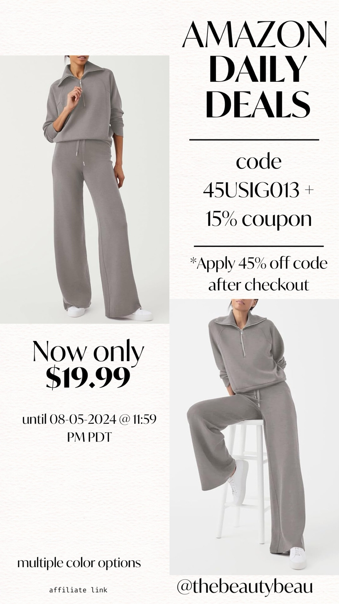 Daily Deal
$19.99
45% off code 45USIG013 & clip the coupon!
Code expires 8/5/2024



#LTKStyleTip #LTKSaleAlert #LTKFindsUnder50