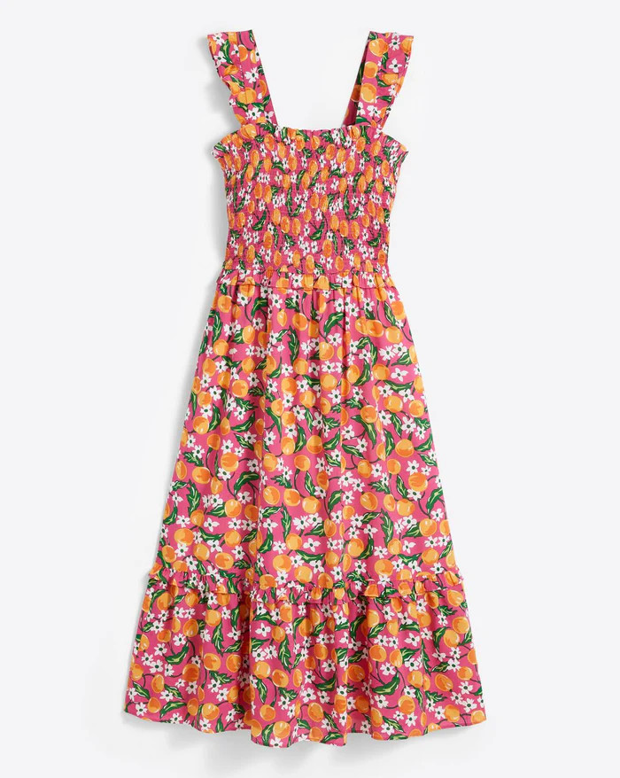 Kimberly Smocked Midi Dress in Orange Blossom | Draper James (US)