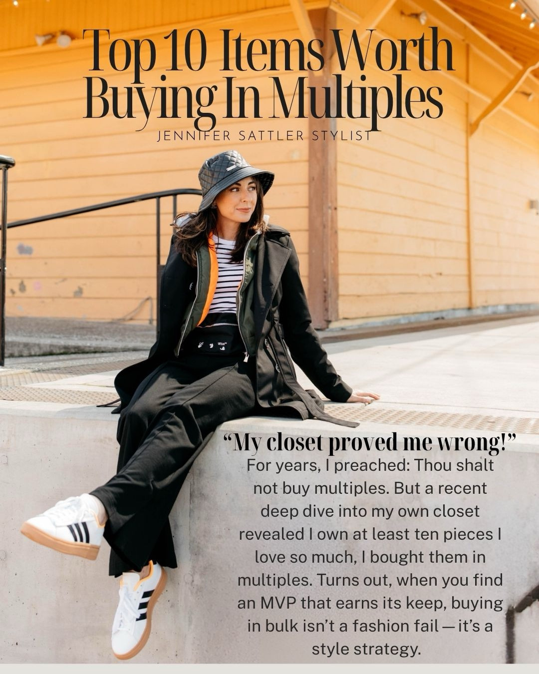 I’m 46, and one thing age has gifted me is the ability to admit when I’ve been wrong. For years, I preached the same styling commandment: Thou shalt not buy multiples. But a recent deep dive into my own closet—the kind of inventory that only a professional shopper does for fun—revealed something hilarious: I own at least ten pieces I love so much, I bought them at least twice. And guess what? Their cost-per-wear is the loudest I-told-you-so of all. Turns out, when you find an MVP that earns its keep, buying in bulk isn’t a fashion fail—it’s a style strategy. So maybe the problem isn’t buying multiples… maybe it’s believing you shouldn’t.