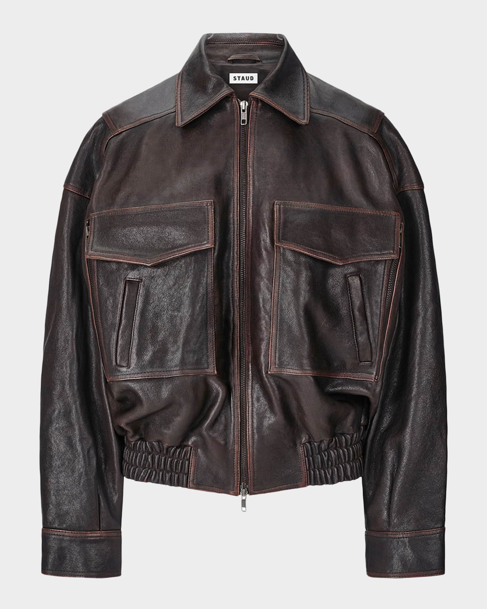 STAUD Eugene Distressed Leather Jacket | Neiman Marcus