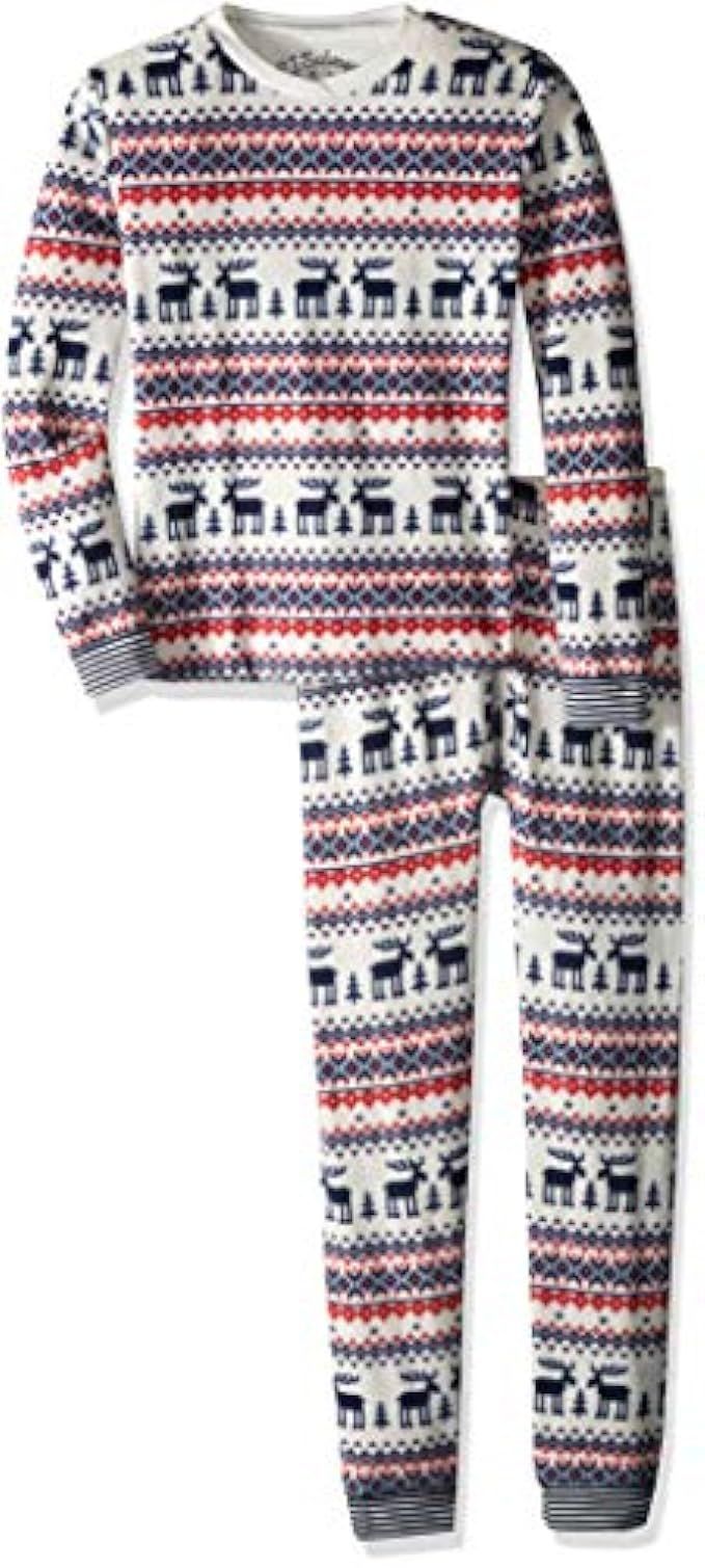 PJ Salvage Kids Kids Thermal Ski Jammies Moose Fair Isle Set | Amazon (US)