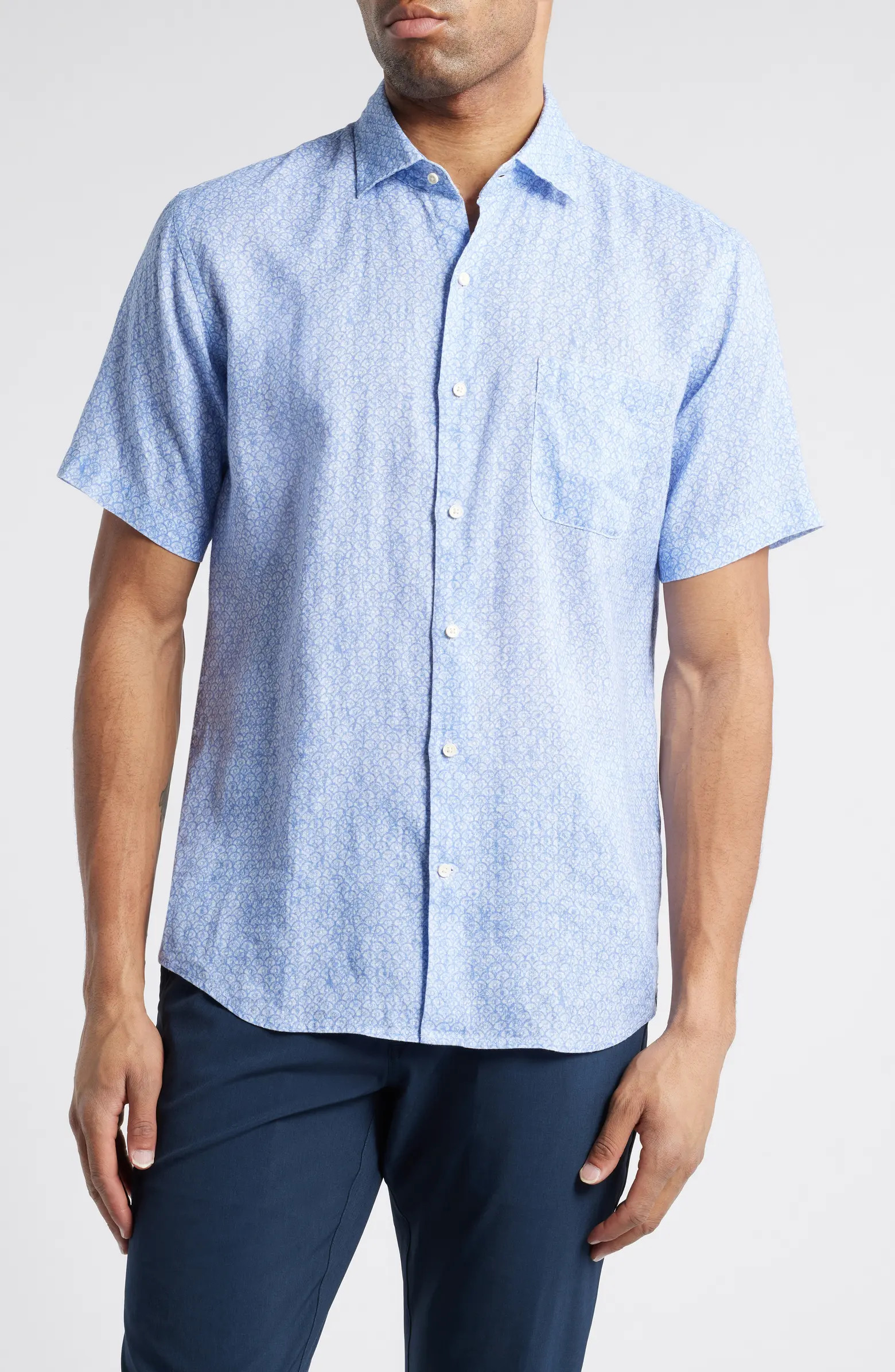 Peter Millar Champlain Short Sleeve Linen Sport Shirt | Nordstrom | Nordstrom