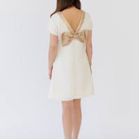 Winter White & Gold Allie Bow Back Dress | Sail to Sable