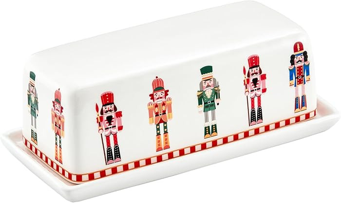 Bico Christmas Soldier Ceramic Butter Dish with Lid, Wide Butter Keeper for Counter, Kitchen Coun... | Amazon (US)