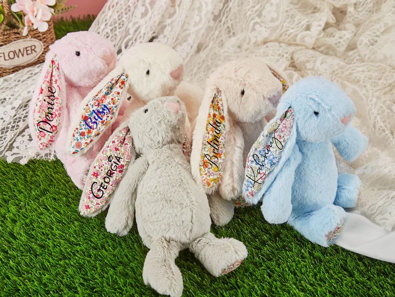 Personalized Bunny, Stuffed Bunny Rabbit, Monogram Bunny Plush Rabbit Toy, Flower Girl Proposal, ... | Etsy (US)