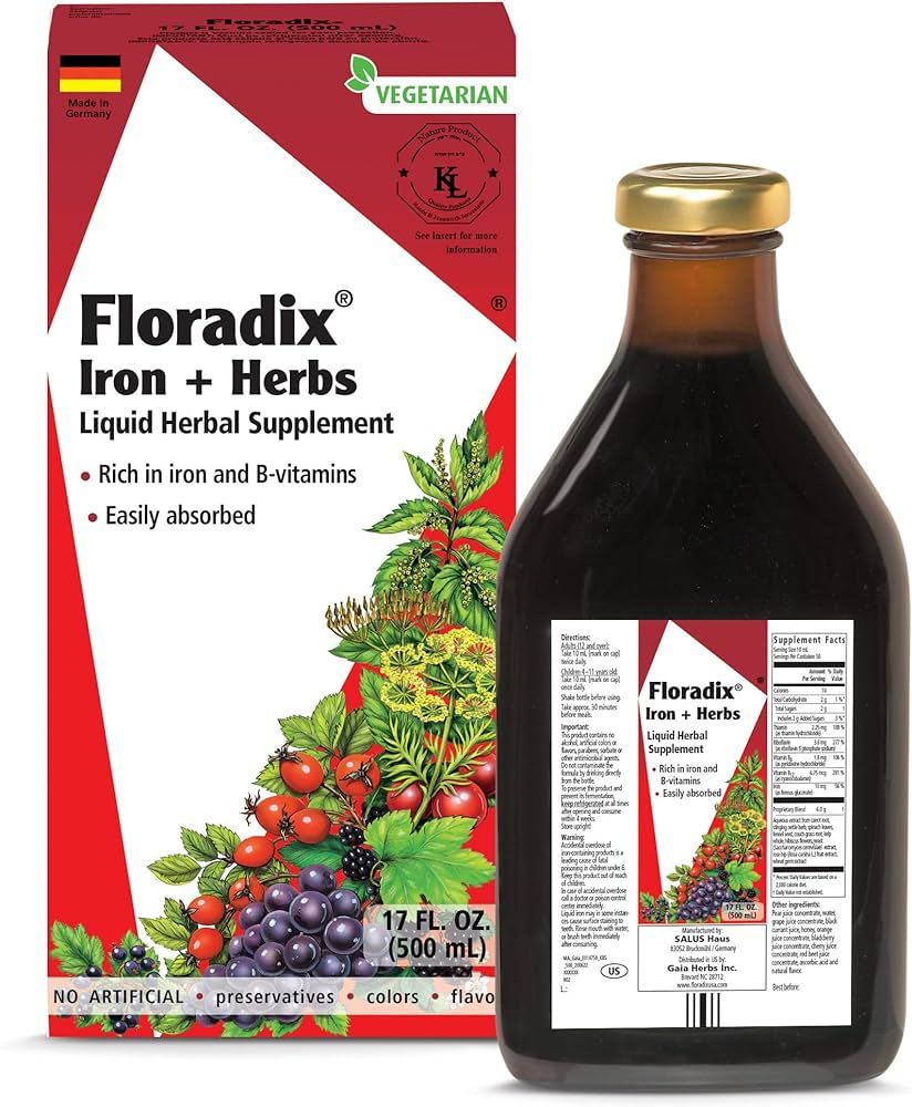 Floradix, Iron & Herbs Vegetarian Liquid Supplement, Energy Support for Women and Men, Easily Abs... | Amazon (US)