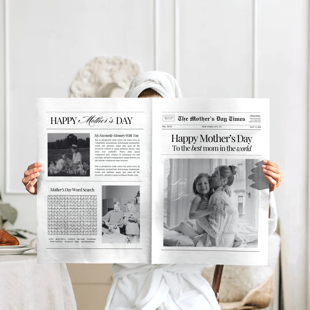 Mothers Day Newspaper Template, Mother's Day Card, Mothers Day Gift From Daughter, Unique Mothers... | Etsy (DACH)