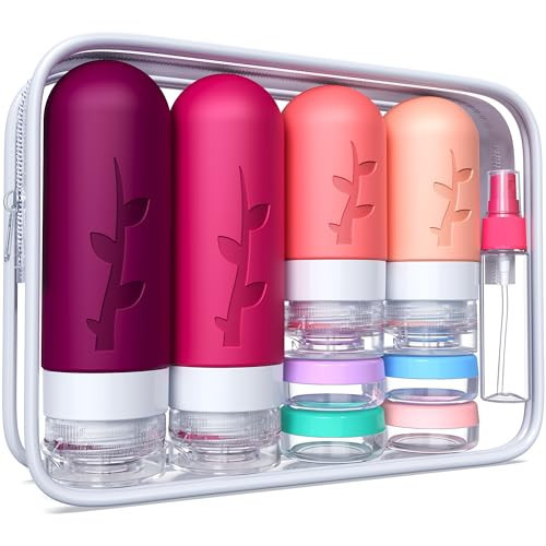 Tocelffe Travel Bottles for Toiletries, Tsa Approved Silicone Containers for Toiletries, Leak Proof Refillable Liquid 3oz 2oz Travel essentials for Shampoo Conditioner Lotion BPA Free | Amazon (US)