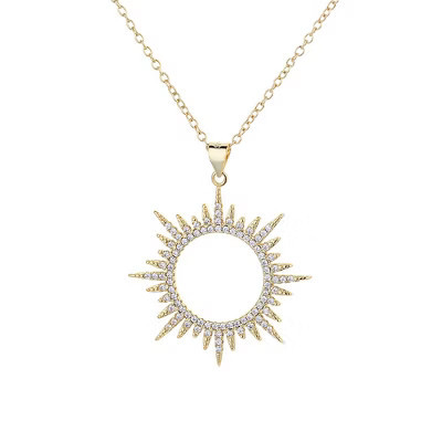 Amy and Annette 14k Gold Sunburst Pendant Necklace with crystals | Target