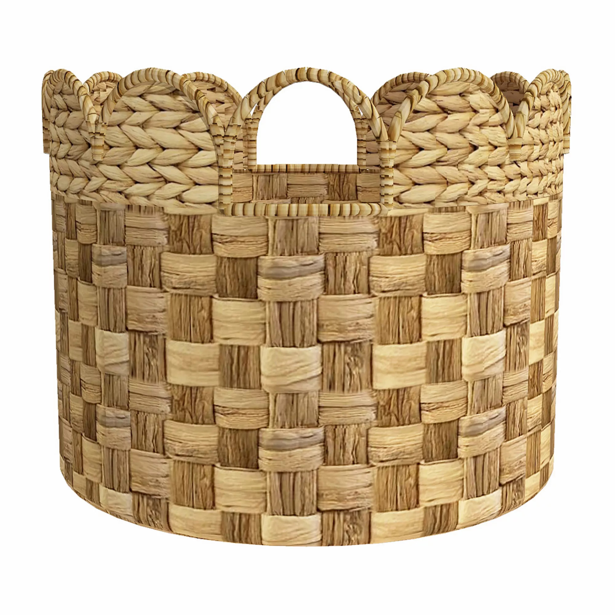 Zenna Home Round Water Hyacinth Large Storage Basket with Handles | Kohl's