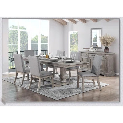Traditional Style 5pc Dining Set with Extension Leaf and 4 Side Chairs in Brownish Gray Finish for Elegant Dining | Wayfair North America