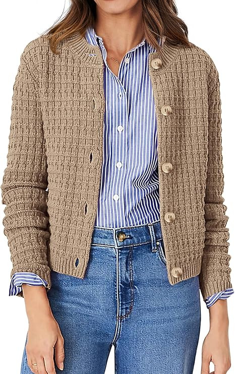 PRETTYGARDEN Women's Knit Cardigan Sweaters Casual Long Sleeve Open Front Button Down Trendy Jack... | Amazon (US)