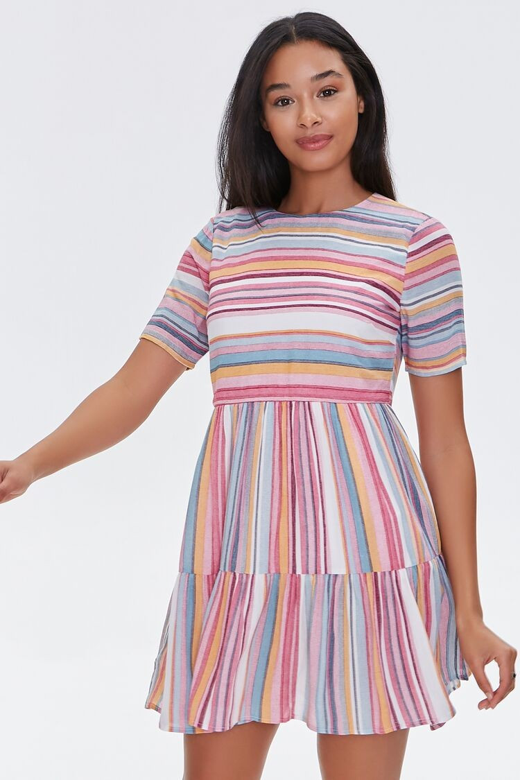 Striped Flounce-Hem Mini Dress | Forever 21 (US)