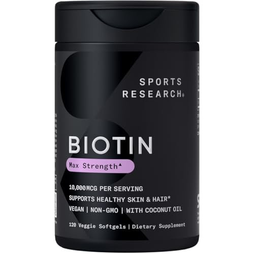 Sports Research® Biotin 10,000mcg with Organic Coconut Oil - Biotin (Vitamin B7) for Healthy Skin and Hair Support* - for Women and Men - Vegan, Non-GMO, Gluten & Soy-Free - 120 Veggie Softgels | Amazon (US)