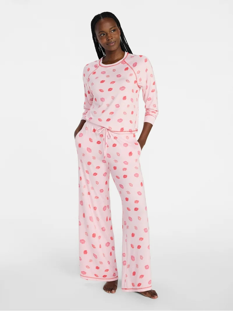 Joyspun Women's Cozy Lounge Collection Hacci Knit Long Sleeve Sleep Top, Sizes XS to 3X | Walmart (US)