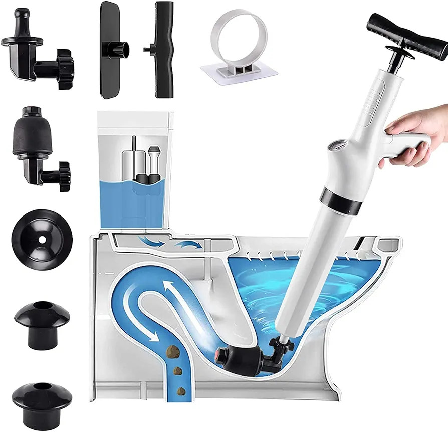 9 in 1 Air Plunger for Toilet,Toilet Plunger, Drain Plumb Plunger,Power Plunger,High Pressure wit... | Amazon (US)
