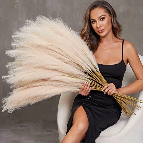 8PCS Faux Pampas Grass Large 38"/3.1FT Tall Artificial Pompous Grass Pompass Branches Fake Fluffy... | Amazon (US)